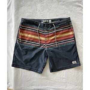Katin‎ Surf Shorts Size 36 Striped Drawstring Casual Blue Mens